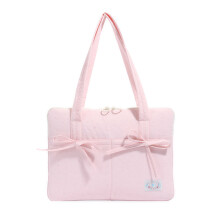 14 Laptop Sleeve,Pink Puffy Cloth Laptop Case with Bow Tie,Cute Japanese Style Laptop Cover for HP,MacBook Air,School,Work,Travel