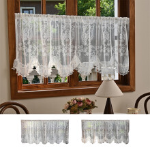 White Sheer Lace Curtains 59x22", Grommet Top, Airy & Lightweight for Living Room/Bedroom – Compatible with Standard Rods
