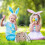 Easter Bunny Basket Tote Bag Canvas Plaid Handle 23x24 cm 4