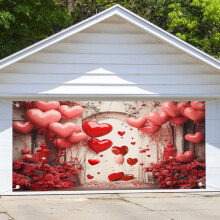 Valentine's Day Backdrop, 8x7 ft Polyester Rose Floral Photography Background, Romantic Wedding Arch & Ceremony Decor – Compatible with