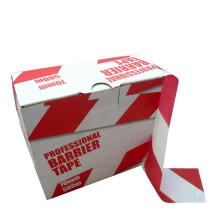 Barrier Tape Non Adhesive 70mm x 500m Red White Polypropylene Warning Tape Building Site Safety Dispenser Box Included