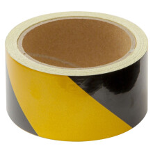 Reflective Fluorescent Tape 50mm x 10m Black Yellow Microprismatic Self Adhesive Class 2 Safety Marking Barriers 3 to 5 Year
