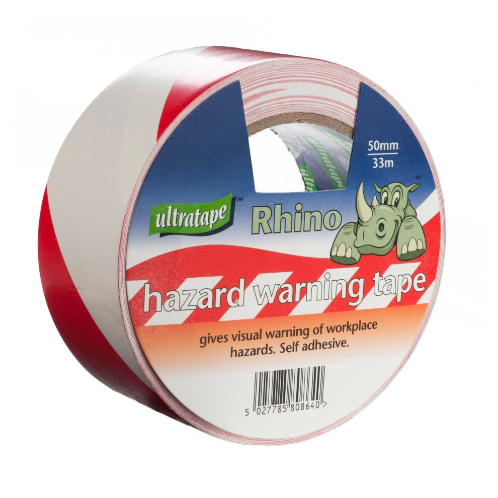 Pack Of 4 Hazard Warning Tape 50Mm X 33M Red White Pvc Safety Marking Tape Workplace Safety Low Beams Machinery Scaffolding Warning 5027785817048