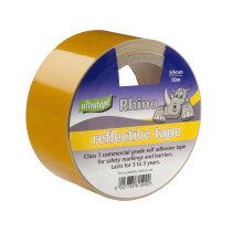 Reflective Fluorescent Tape 50mm x 10m Yellow Microprismatic Self Adhesive Class 2 Safety Marking Barriers 3 to 5 Year Life