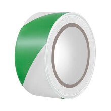 Hazard Warning Tape 50mm x 33m Green White PVC Safety Marking Tape Workplace Safety Low Beams Machinery Scaffolding Warning