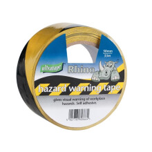 Pack of 4 Hazard Warning Tape 50mm x 33m Black Yellow PVC Safety Marking Tape Workplace Safety Low Beams Machinery Scaffolding Warning