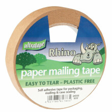 Paper Mailing Tape 24mm x 50m Brown Kraft Paper Self Adhesive Easy Tear Plastic Free Packaging Mailing Case Sealing Tape