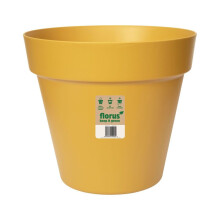 Elho Paris Plant Pot 30cm Diameter Weather-Resistant Plastic Flowerpot Mustard Indoor Outdoor Planter