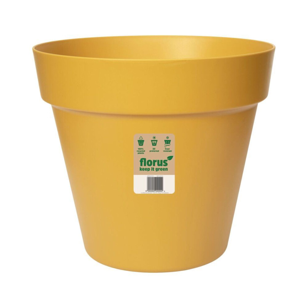 Elho Group Elho Paris Plant Pot 30Cm Diameter Weather-Resistant Plastic Flowerpot Mustard Indoor Outdoor Planter Yellow