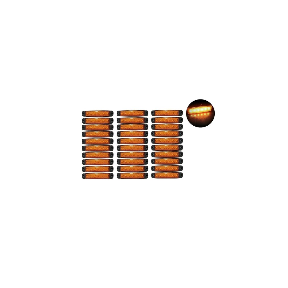 30 Pcs 24V 6 Led Side Marker Indicators Lights Truck Trailer Orange/Amber 61512849