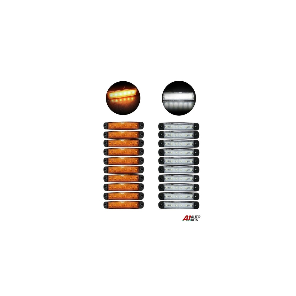 20X 24V 6 Led Side Marker Indicators Lights Truck Trailer Orange/Amber/White 00000039276803