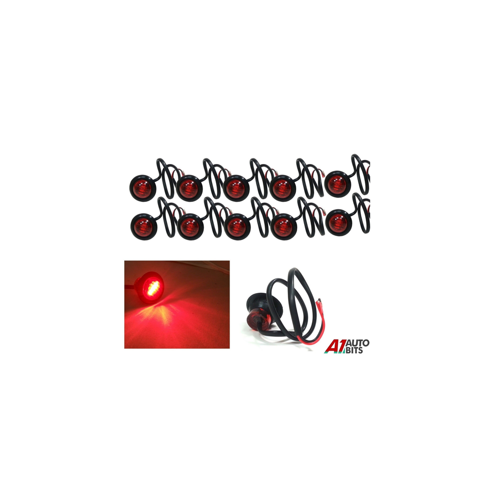 10X 12V Side Marker Round Outline 3 Led Lights Lamps For Lorry Trailer Truck Red 00000051258375