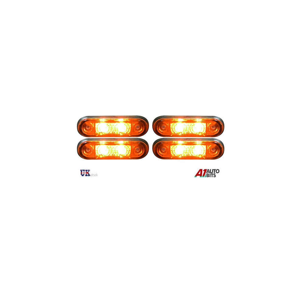 4X 12V 2 Led Side Markers Indicator Lamps Lights Trailer Lorry Orange/Amber 00000052650246