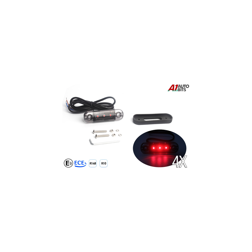 4X Smoked Led Rear Position Marker Lights 12V 24V Truck Lorry Trailer Bus E9 Red 45057939