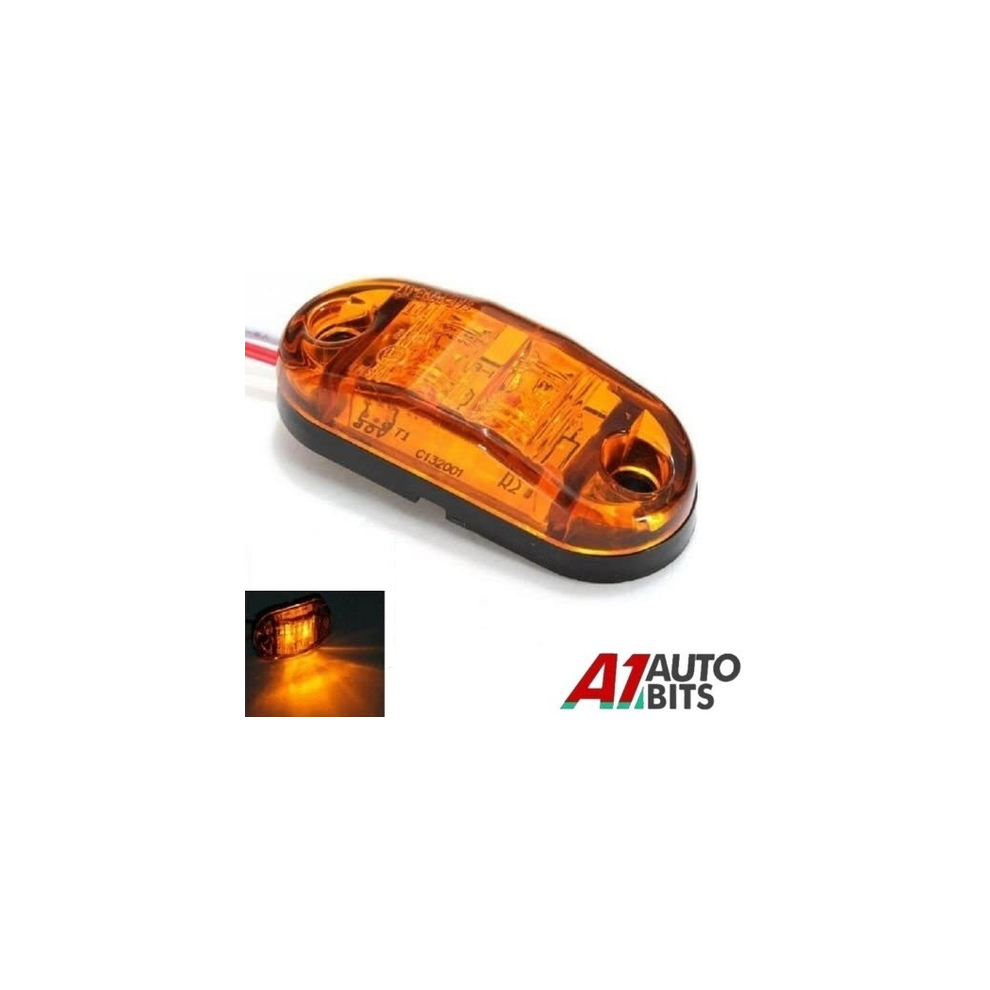 2 Pcs 24V 2 Led Side Marker Indicator Position Truck Trailer Amber/Orange/Light 00000015045201