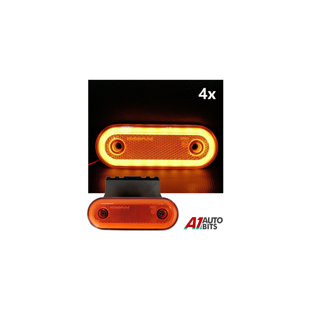 Side Led Marker Lights Oval X4 12-24V Neon Trailer Truck W. Bracket Orange/Amber 11962571