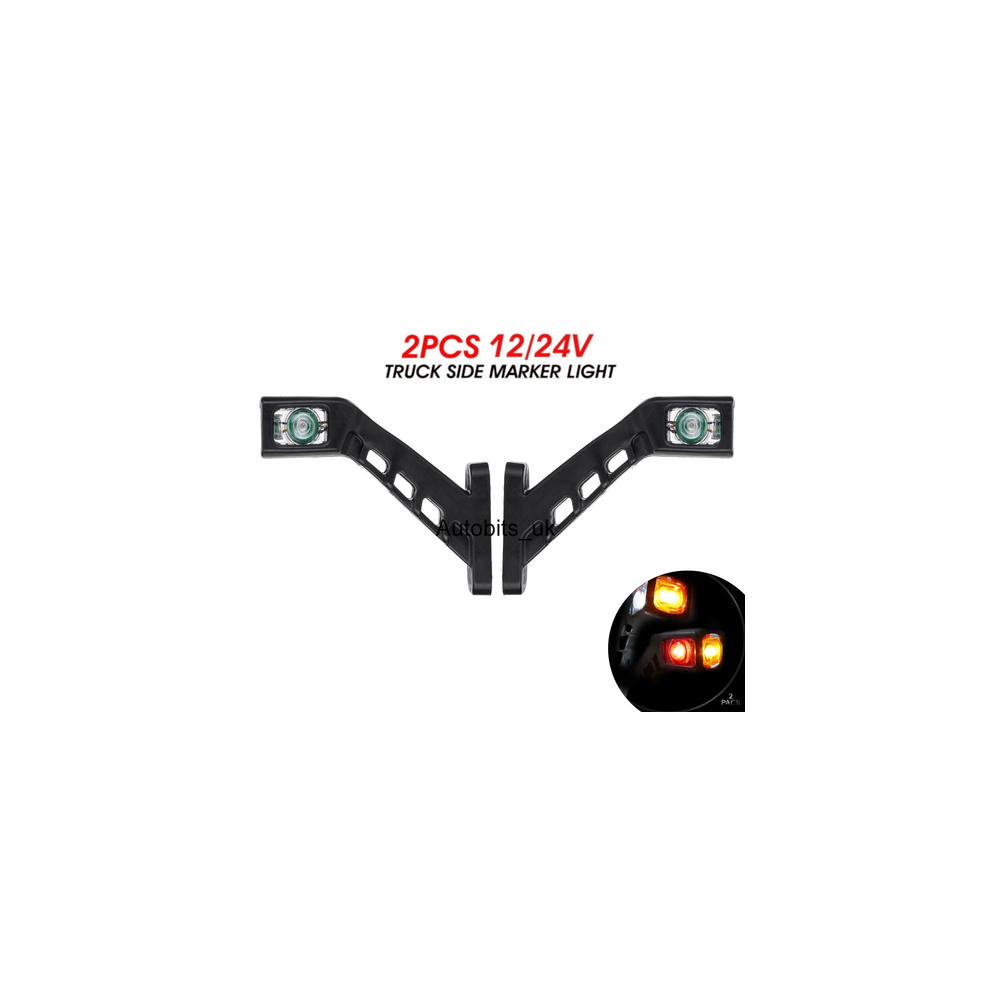 2X 3 Function Side Stalk Marker Led Lights Clear Lens For Trailer Truck 12V 24V 34223901