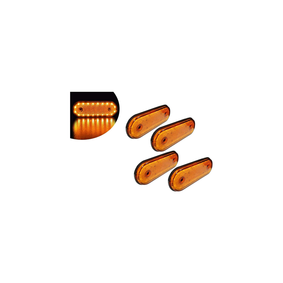12V Led Oval Clearance Side Marker Lights Position Truck Trailer Lorry X4 Amber 53557681