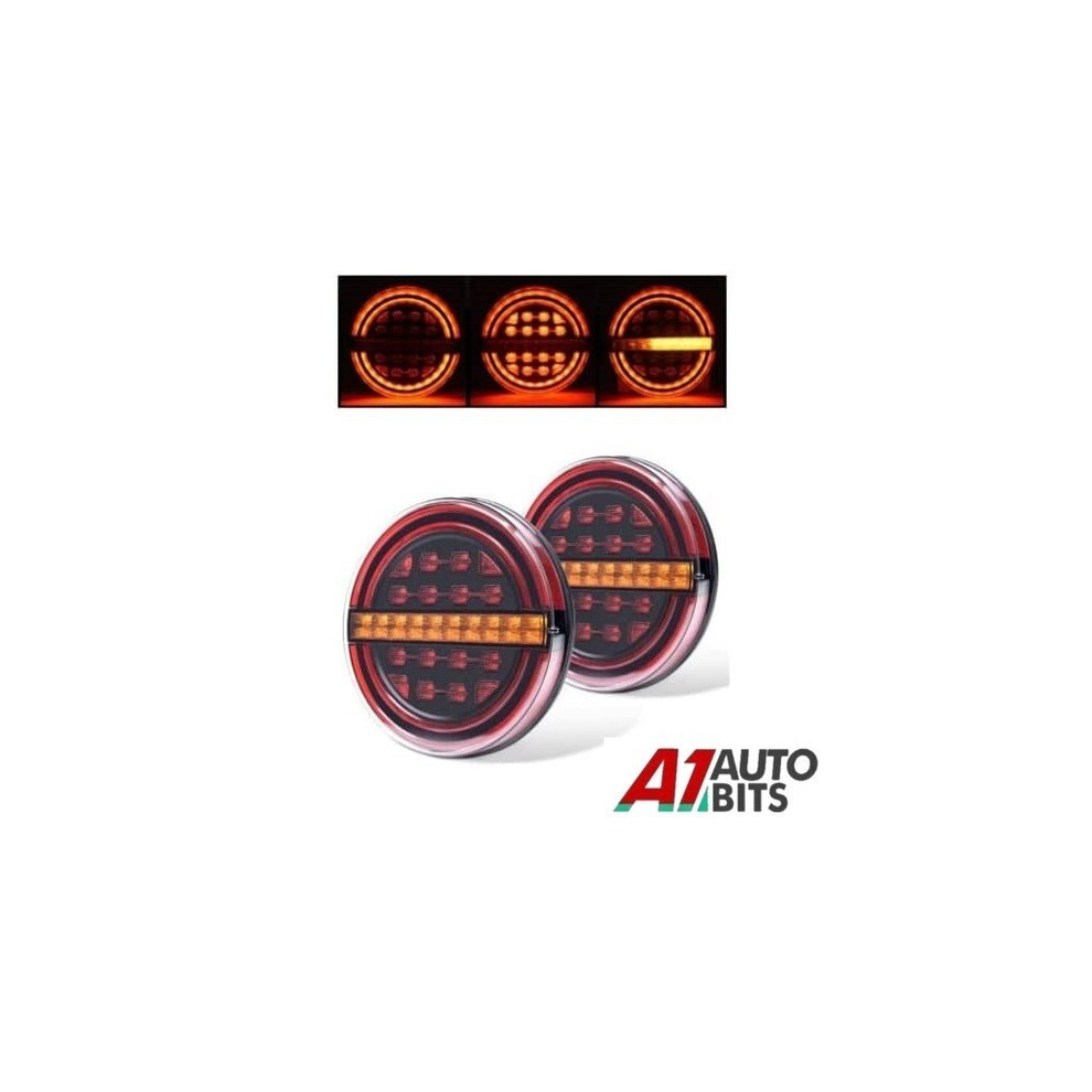 Dynamic Slim Round Led Tail Lights X2 Rear Brake Stop Indicator Trailer Truck 00000055983877