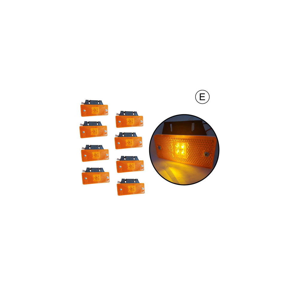 8X 24V Led Side Marker Lights Lamps For Trailer Truck Lorry E-Mark Amber/Orange 00000065571156