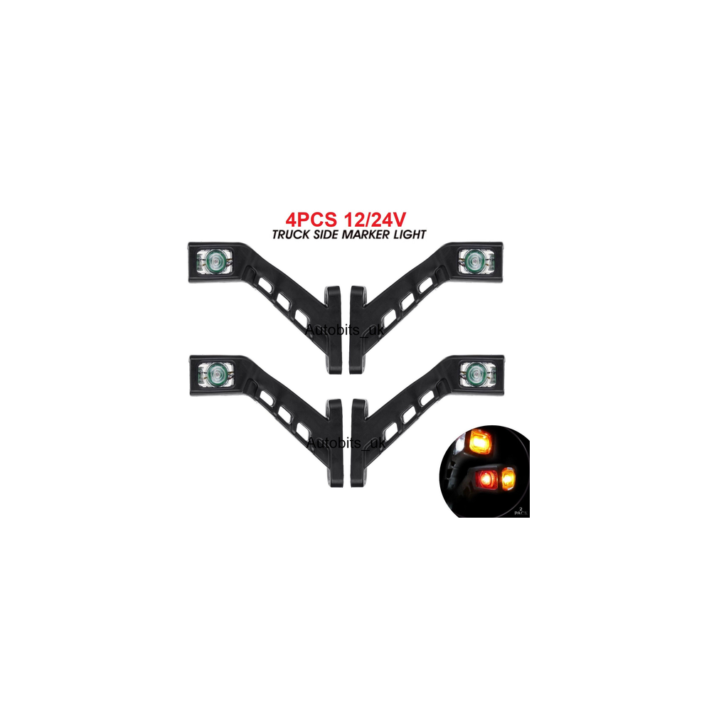 4X 3 Function Side Stalk Marker Led Lights Clear Lens For Trailer Truck 12V 24V 00000088631943