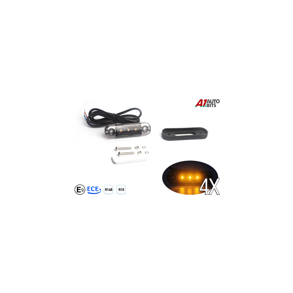 4X Smoked Indicator Led Side Marker Lights 12V 24V Truck Lorry Trailer Bus Amber 96583814