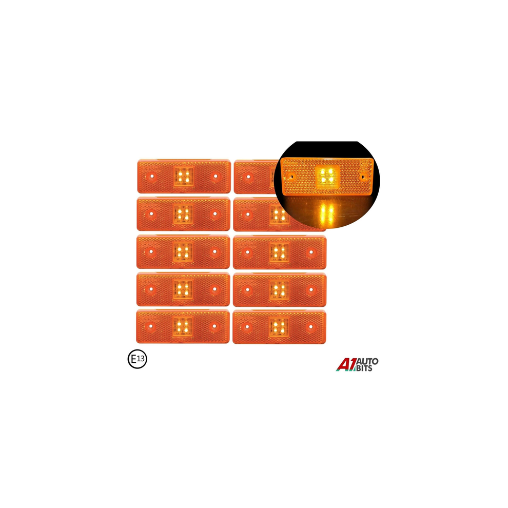 10 Pcs Led 24V Indicator Side Marker Lights Truck Lorry Trailer E13 Orange/Amber 50129058