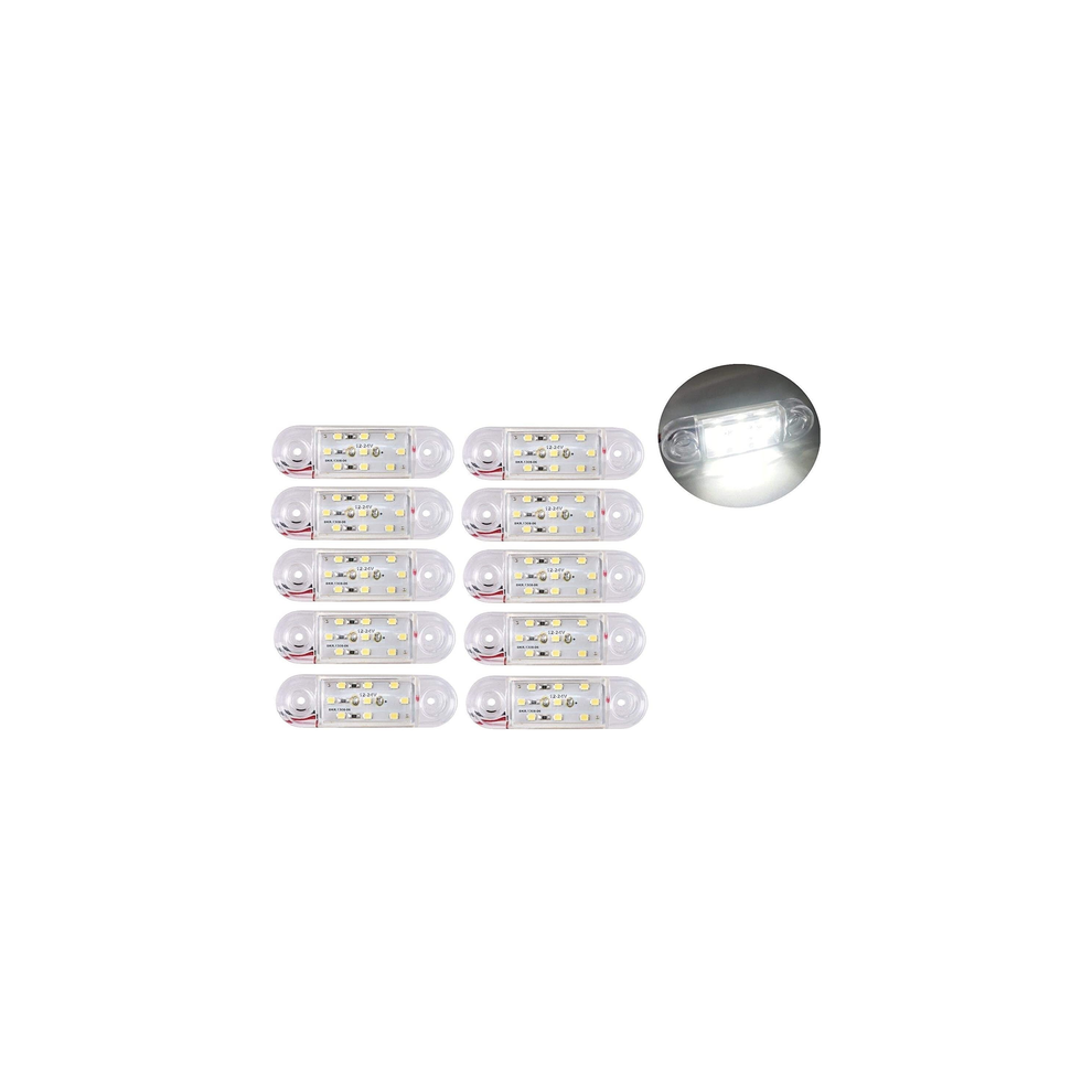 10X 24V Led Clear Marker Lights Front Side Outline Trailer Truck Lorry Hq White 76752902