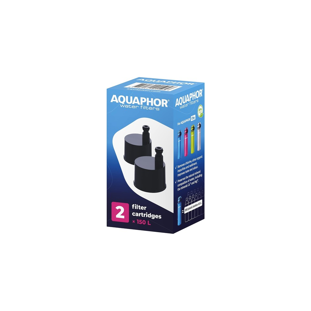 Aquaphor City Bottle Replacement Filters Pack X 2 Reduces Chlorine & Impurities