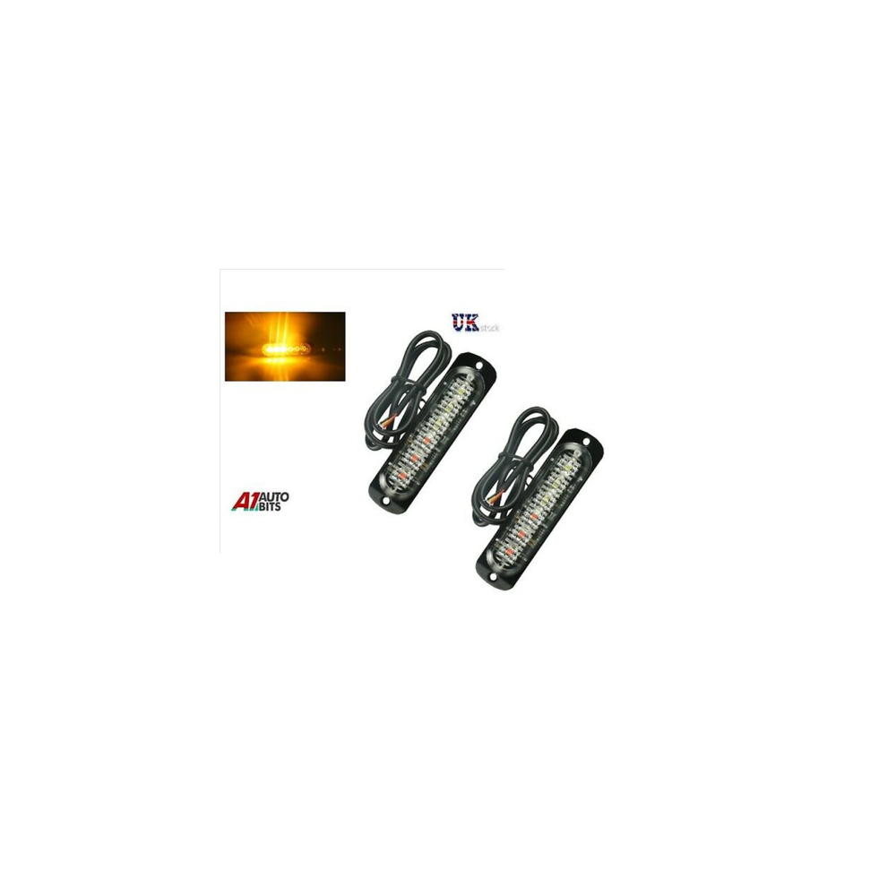 2X 12V 24V 6 Led Strobe Flashing Recovery Lightbar Truck Beacon Lights New Amber 53063618