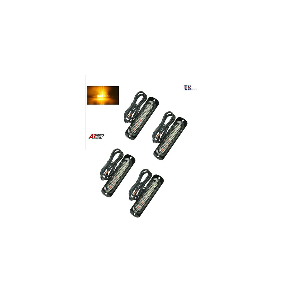 4X 12V 24V 6 Led Strobe Flashing Recovery Lightbar Truck Beacon Lights New Amber 00000095784809
