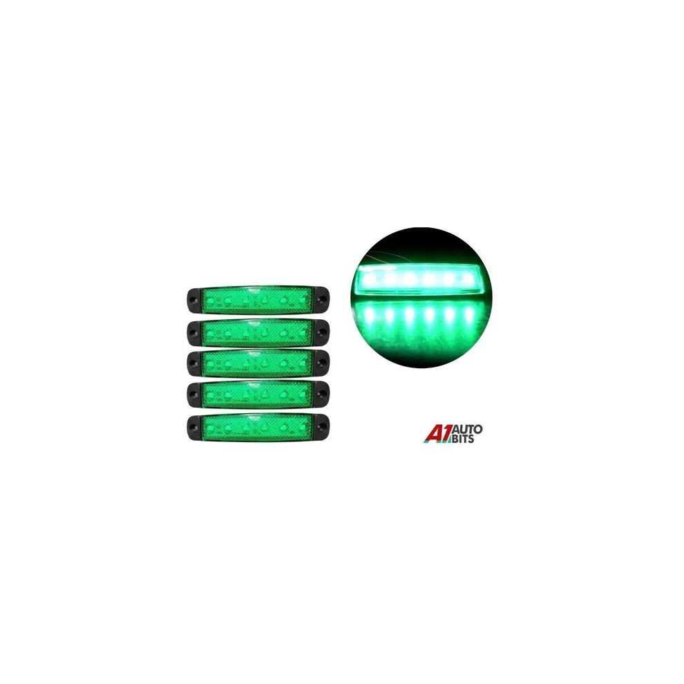 5 Pcs 12V 6 Led Side Marker Lights Position Truck Trailer Lorry Cab Green 00000059318866