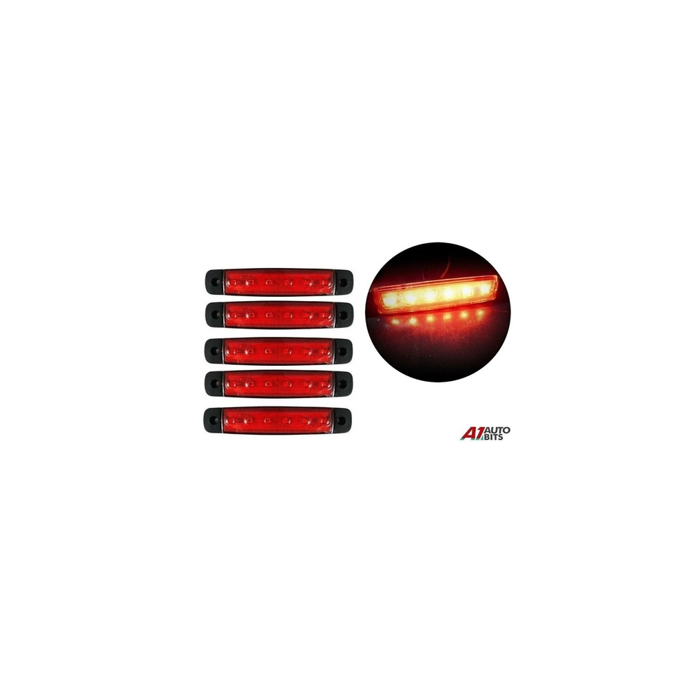 5 Pcs 12V 6 Led Side Marker Lights Position Truck Trailer Lorry Cab Bus Red 00000014461507