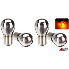 4x Chrome Silver Amber Rear Indicator Bulbs 581 Bau15s Py21w Turn Signal S25 12v