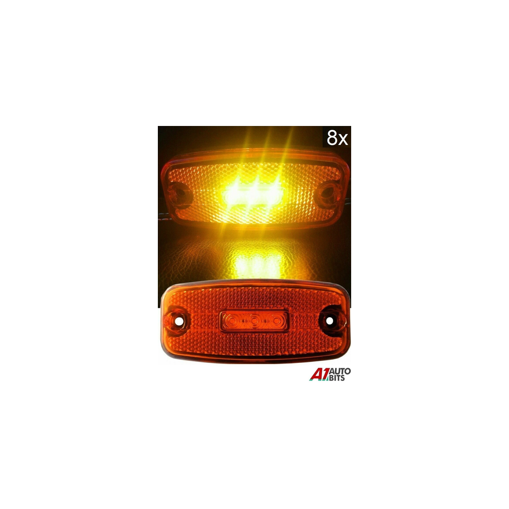 8X 3 Led Side Markers Indicator Lamps Lights Trailer Lorry 12V 24V Orange/Amber 00000016300620