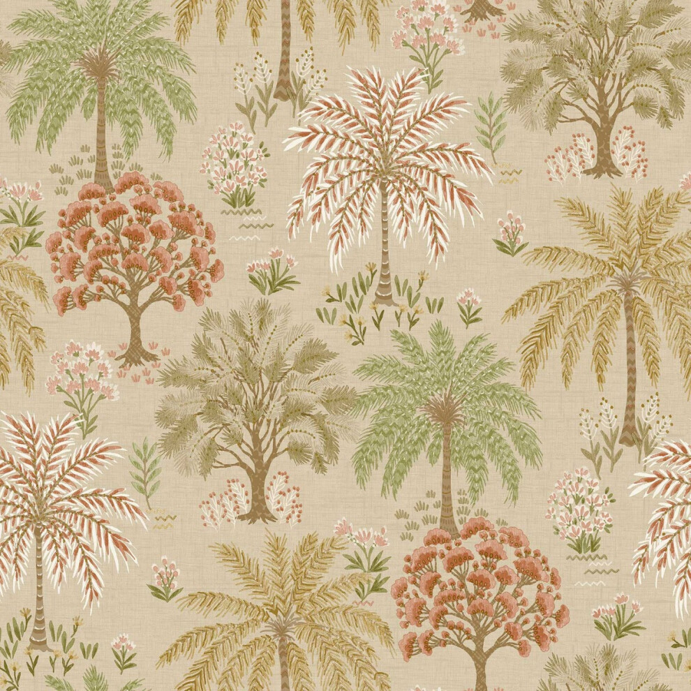 Holden Decor Beige/Coral Tropical Trees Wallpaper / Holden 14270