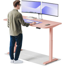 (160x80cm, Pink/Pink) Standing desk Desktronic HomeOne - 160x80cm - Height adjustable - Electric - Double engine - Smart control