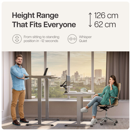 (Grey) Electric standing desk frame HomePro - Height adjustable - Double engine - Smart control 2