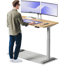 (140x70cm, Grey/Oak) Standing desk Desktronic HomeOne - 140x70cm - Height adjustable - Electric - Double engine - Smart control