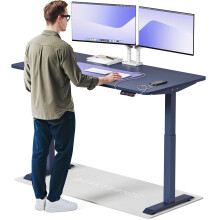 (160x80cm, Blue/Blue) Standing desk Desktronic HomeOne - 160x80cm - Height adjustable - Electric - Double engine - Smart control