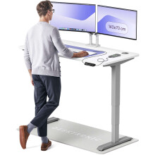 (140x70cm, Grey/White) Standing desk Desktronic HomePro - 140x70cm - Height adjustable - Electric - Double engine - Smart control