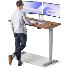 (140x70cm, Grey/Walnut) Standing desk Desktronic HomePro - 140x70cm - Height adjustable - Electric - Double engine - Smart control