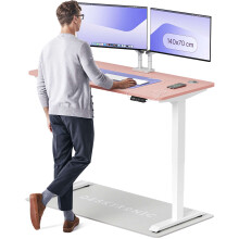 (140x70cm, White/Pink) Standing desk Desktronic HomePro - 140x70cm - Height adjustable - Electric - Double engine - Smart control