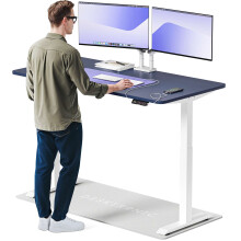 (160x80cm, White/Blue) Standing desk Desktronic HomeOne - 160x80cm - Height adjustable - Electric - Double engine - Smart control