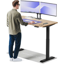 (140x70cm, Bamboo/Black) Standing desk Desktronic HomeOne - 140x70cm - Height adjustable - Electric - Double engine - Smart control
