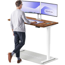 (140x70cm, Walnut/White) Standing desk Desktronic HomePro - 140x70cm - Height adjustable - Electric - Double engine - Smart control