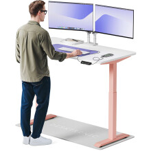 (140x70cm, Pink/White) Standing desk Desktronic HomeOne - 140x70cm - Height adjustable - Electric - Double engine - Smart control