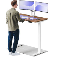 (120x60cm, White/Walnut) Standing desk Desktronic HomeOne - 120x60cm - Height adjustable - Electric - Double engine - Smart control