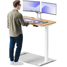 (120x60cm, White/Oak) Standing desk Desktronic HomeOne - 120x60cm - Height adjustable - Electric - Double engine - Smart control