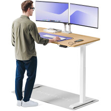 (140x70cm, White/Oak) Standing desk Desktronic HomeOne - 140x70cm - Height adjustable - Electric - Double engine - Smart control